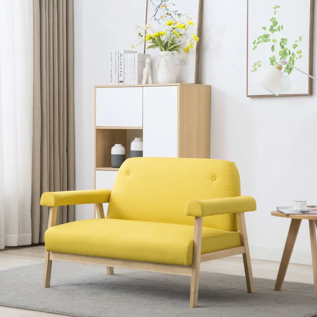 

Modern 2 Seater Sofas for Living Room VidaXL Yellow Fabric Sofa Set Living Room Furniture Mini Sofa Hot In Spain Free Shipping