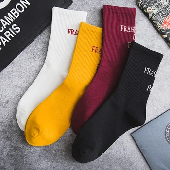 

60Pair/Lot Men Women Cotton Spring Socks Letters Lovers Character Crew High Sport European Street Skateboard Socks Casual