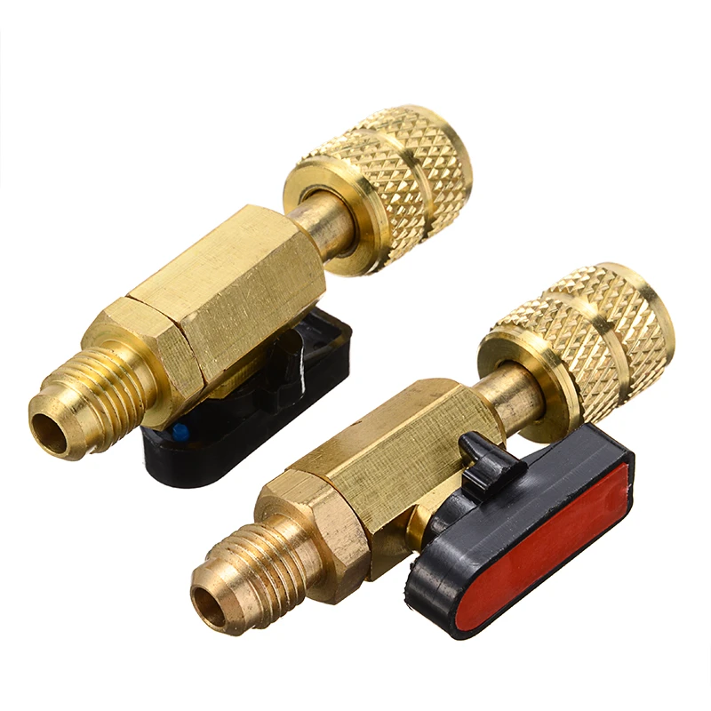 3pcs 3 Color R410a Refrigerant Valve Ac Charging Hoses Brass Straight Ball Valves For