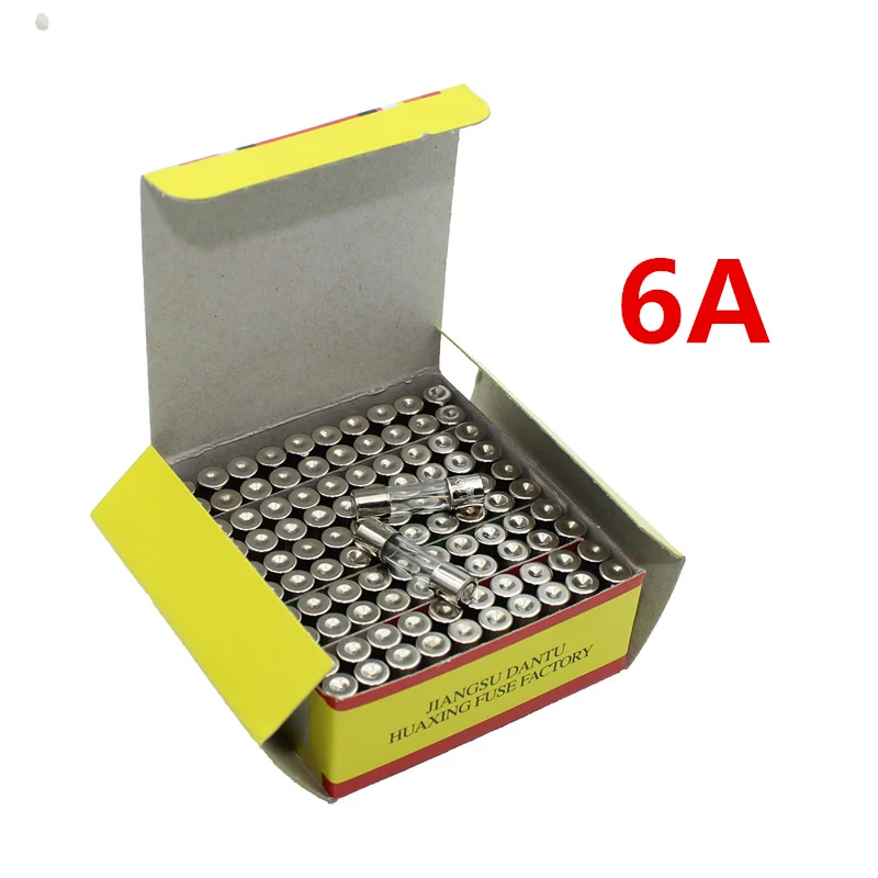 100 шт./кор. 5*20 мм 6A 250V Предохранитель стеклянный 5*20 F6A 6000mA 250V Стекло предохранитель 5 мм* 20 мм и