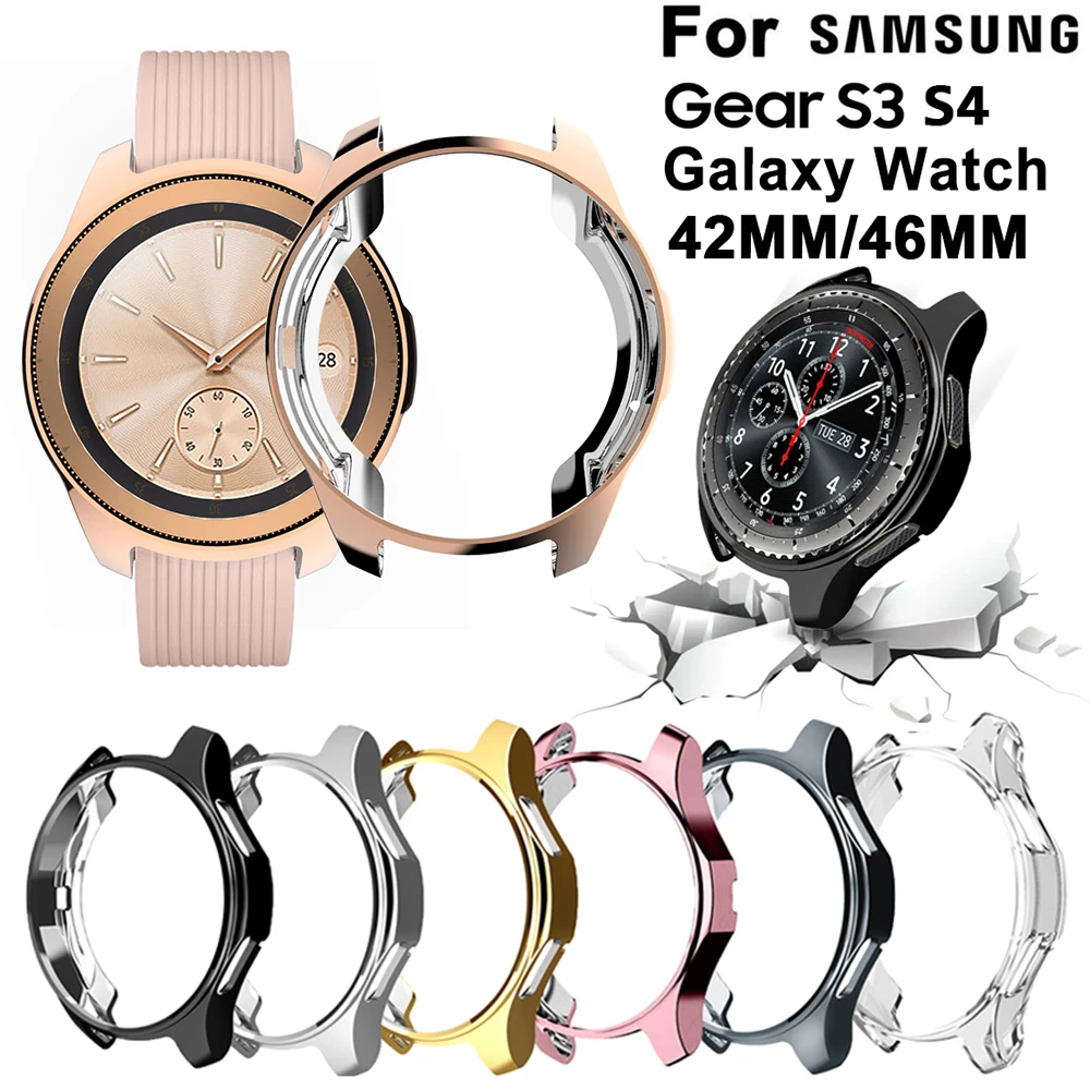 Electroplated Case for Samsung Gear S3 S4 Galaxy Watch 46mm 42mm Soft TPU All-Around Protective Bumper Frame Edges Around afbeelding