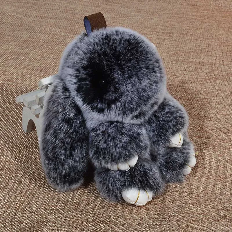 13 см плюшевый кролик милая мягкая игрушка для девочек сумка брелок Подвеска настоящий кроличий мех пушистая кукла брелок для ключей мягкие животные