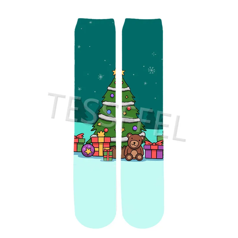

Tessffel New Year and Christmas Costumes For Men and Women Cartoon Fun Printing Stockings Autumn and Winter Cotton Socks Style2