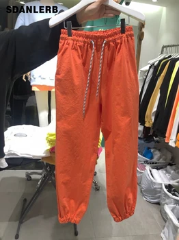 

Womens Pants 2020 Spring Summer New Casual Loose Elastic Drawstring High Waist Wide Leg Sports Pants Studnets Pants Trousers