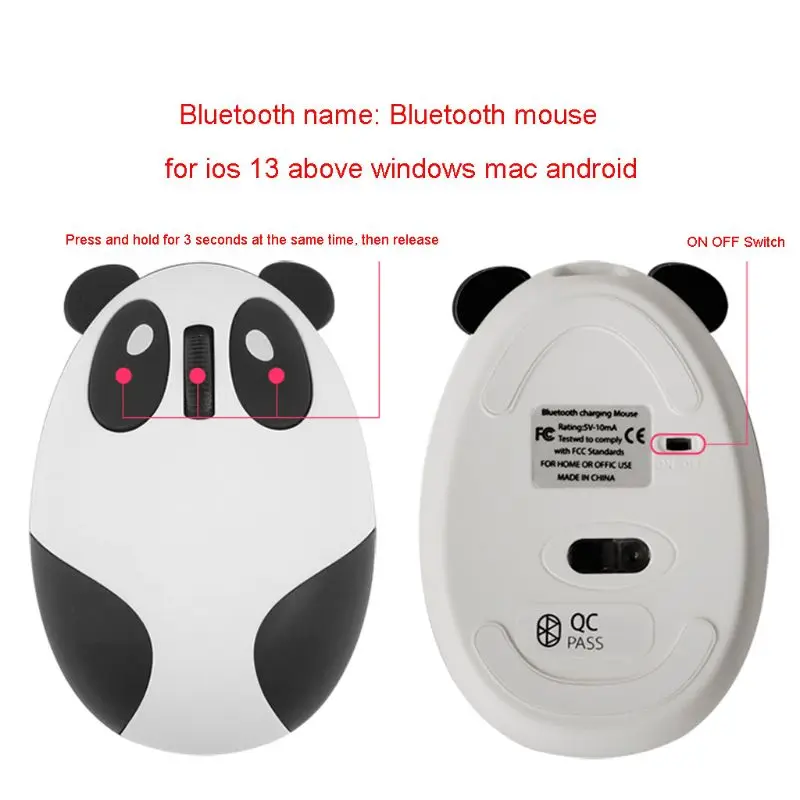 Перезаряжаемая Беспроводная Bluetooth мышь мини мультяшная панда мыши для ноутбука телефона планшета