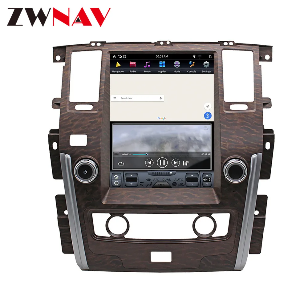 Android 9 64+ 4G Tesla с DSP Carplay Автомобильный мультимедийный плеер стерео для NISSAN PATROL 2010+ дерево цвет автоматическое радио GPS навигация