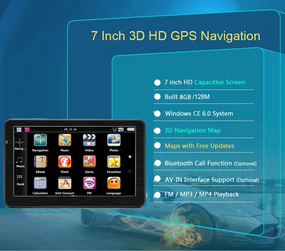 " gps-навигатор для машины навигация 8G/128M последняя Европа карта Sat nav грузовик gps навигаторы автомобильные с солнцезащитным козырьком 40 шт