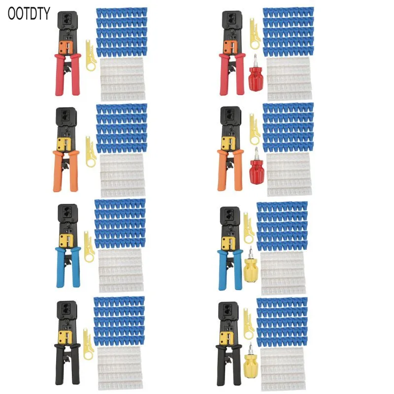 

OOTDTY Crimping Plier Crimper Wire Stripper Cable Cutter Screwdriver Ethernet Connectors Covers Tools