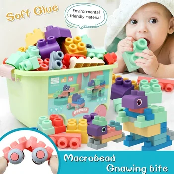 

Big particle soft rubber building block toy baby puzzle DIY building block