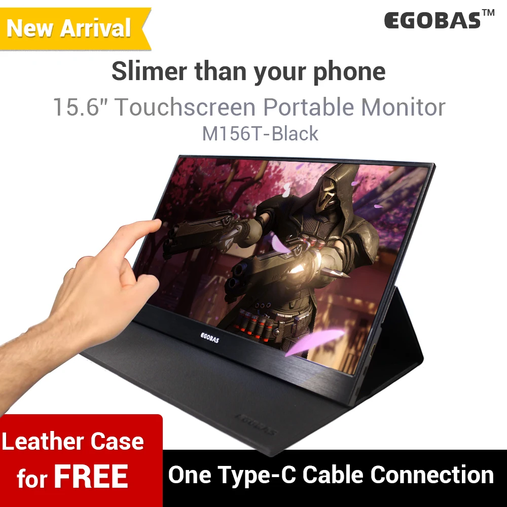 

15.6 Inch Touchscreen Portable Monitor Black Ultraslim Monitor For Gamers And Laptop With HDR Support Type-C Mini HDMI,Christmas