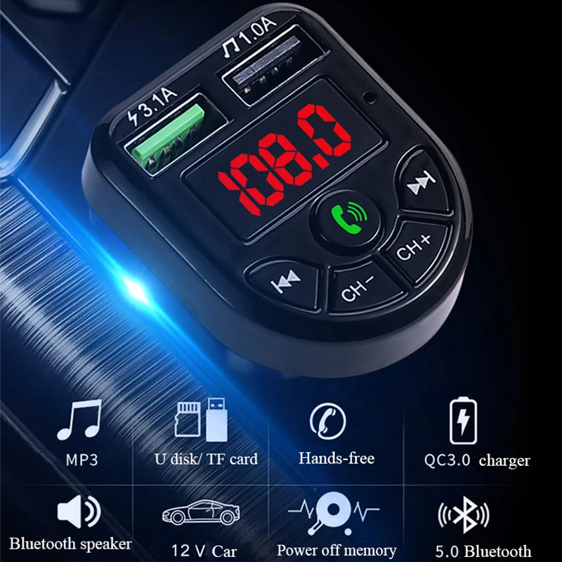 Mejor Compra Elistoop-REPRODUCTOR modulador de MP3 Kit de coche transmisor FM, receptor de Audio inalámbrico con Bluetooth 5,0, manos libres, USB Dual, Cargador rápido, 3.1A aKwjMm9Akql