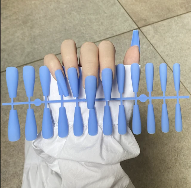 Solid Color Matte Super Long Coffin False Nail Ballet Press on Nails Tips for Nails Art Artificial Fingernails Fake TJP1170-Y4