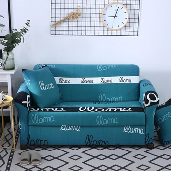 

Black letters Printing Dark green Sofa Cover General Purpose Elastic Armchair Cover Sofa 1/2/3/4 seater