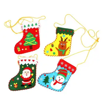 

DIY Cloth Christmas Sock Ornament Kindergarten Child Gift Home Decor Random