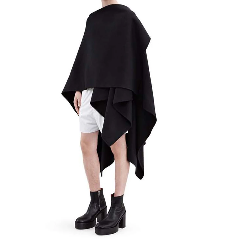 Men's Cloak Fashion Woolen Coat Men's Long Loose Couple's Jacket Winter Trend Windbreaker Sleeveless Cape Cloak Cloak Men's Tops