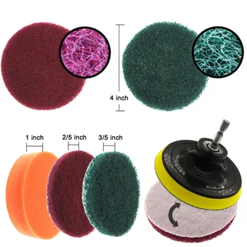 

14X Electric Nylon Hexagonal Drill Brush Cleaning Pad Brush Tool Set Attachment