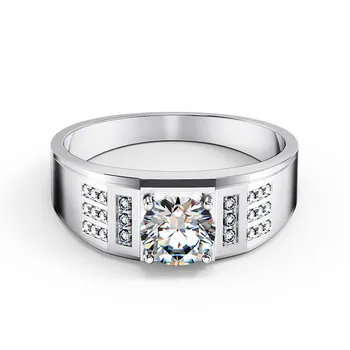 

Test Positive 0.8CT 6mm D-E Moissanite Ring Solid Sterling Silver White Gold Cover Men Ring Engagement Jewelry
