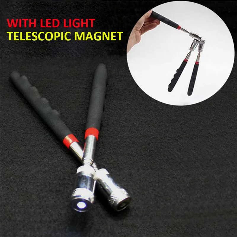 1pc Universal Magnet Pick Up Tool Strong magnetic pickup Suction Telescopic Extension Rod with Lights Magnetic metal Screw Parts |