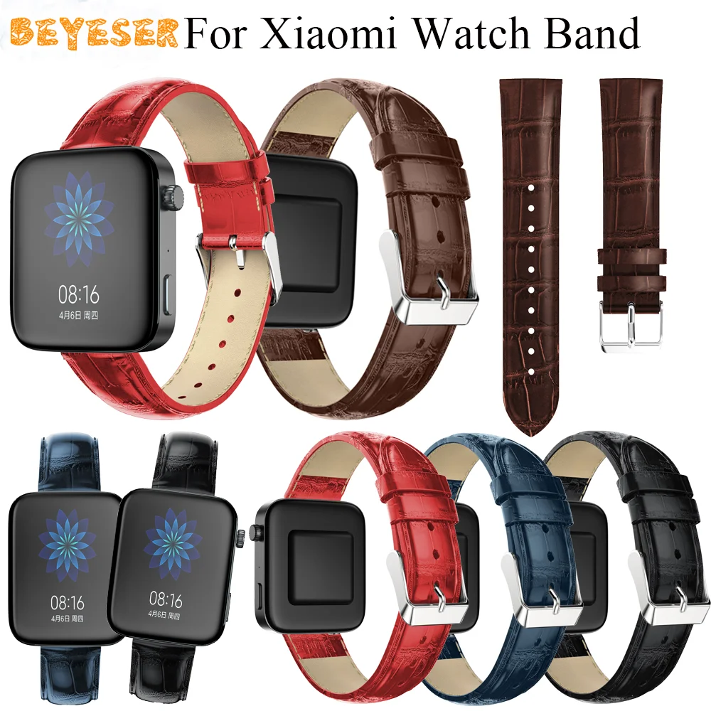 Ремешок кожаный для Xiaomi Watch Band сменный Браслет с крокодиловым узором Huawei B5 18