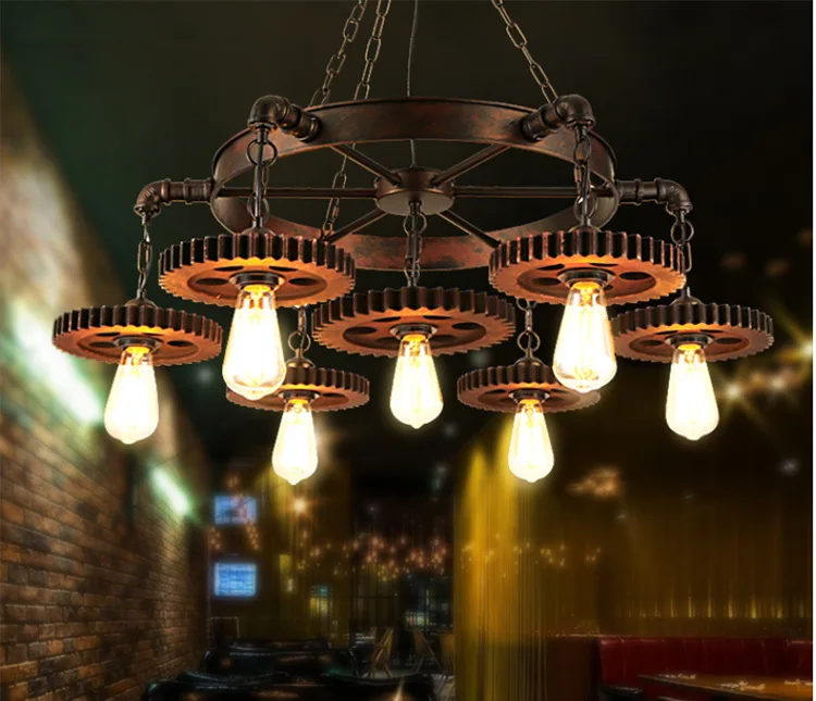 Retro pendant lamp Iron Fixture LED Ceiling Lamp Industrial Chandelier E27 Indoor Lighting for Loft Bar Steampunk Light Fixture