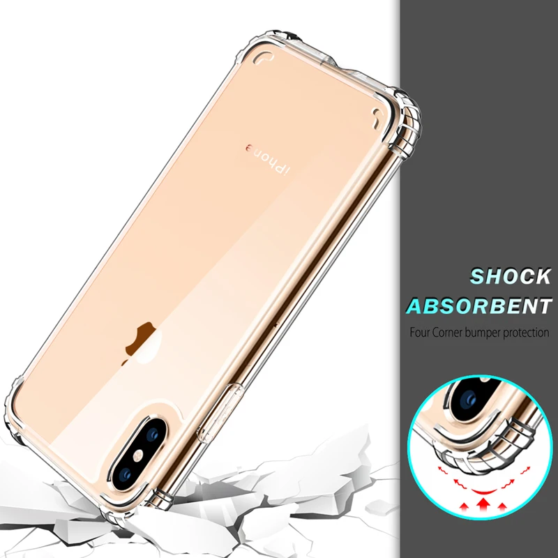 Прозрачный чехол для iPhone XS XR тонкий ударопрочный акриловый из ТПУ задней панели