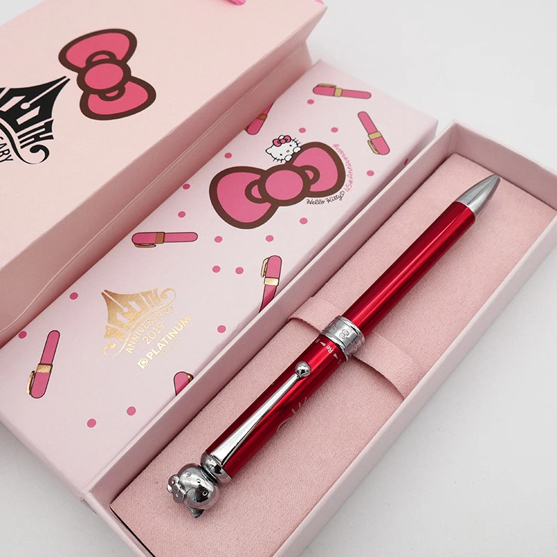 Claret Японская платиновая многофункциональная ручка Hellokitty автоматическая шариковая ручка-карандаш - Цвет: Claret