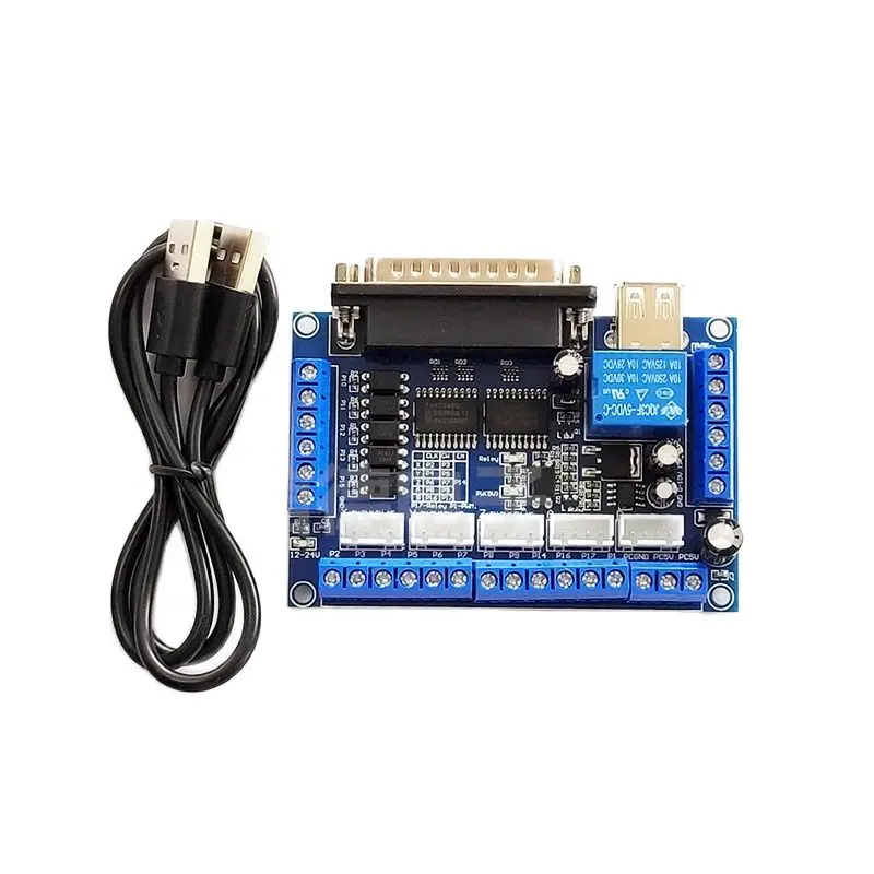 

Blue board MACH3 engraving machine interface board 5-axis stepper motor drive cnc with optocoupler isolation