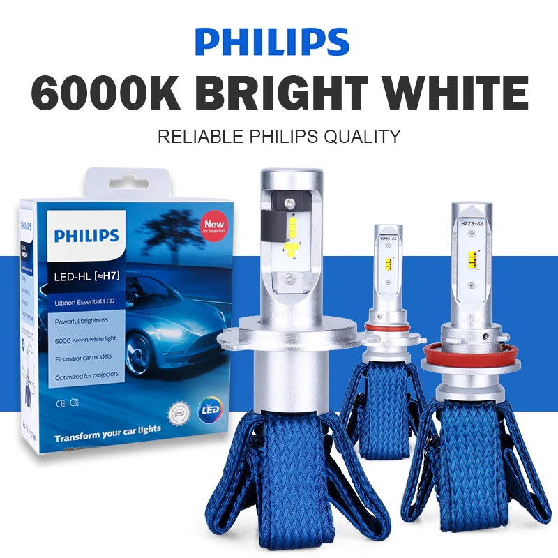 Philips H7 Led lampen H4 Auto Auto Koplamp Kit Led Automotive 9012 HIR2 Motorfiets Signaal Lamp Auto Mistlamp lamp 6000K 12V|Auto koplampen (LED)| -