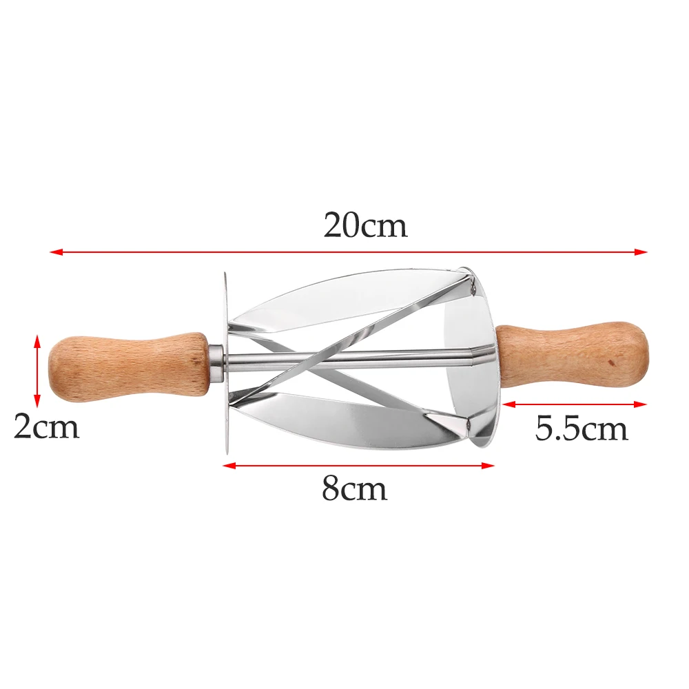 1 шт. резак из нержавеющей стали для приготовления Круассанов для хлеба, колесо для теста, кондитерские изделия с деревянной ручкой, кухонный инструмент для выпечки