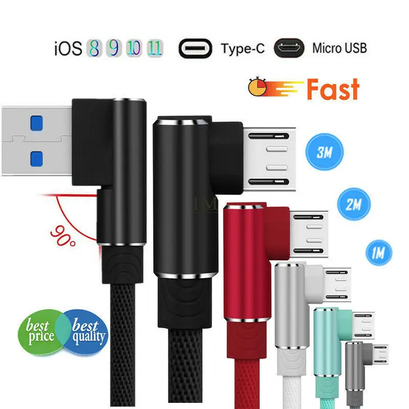 Локоть usb type C Micro IOS кабель для быстрой зарядки Синхронизация данных провод шнур 1