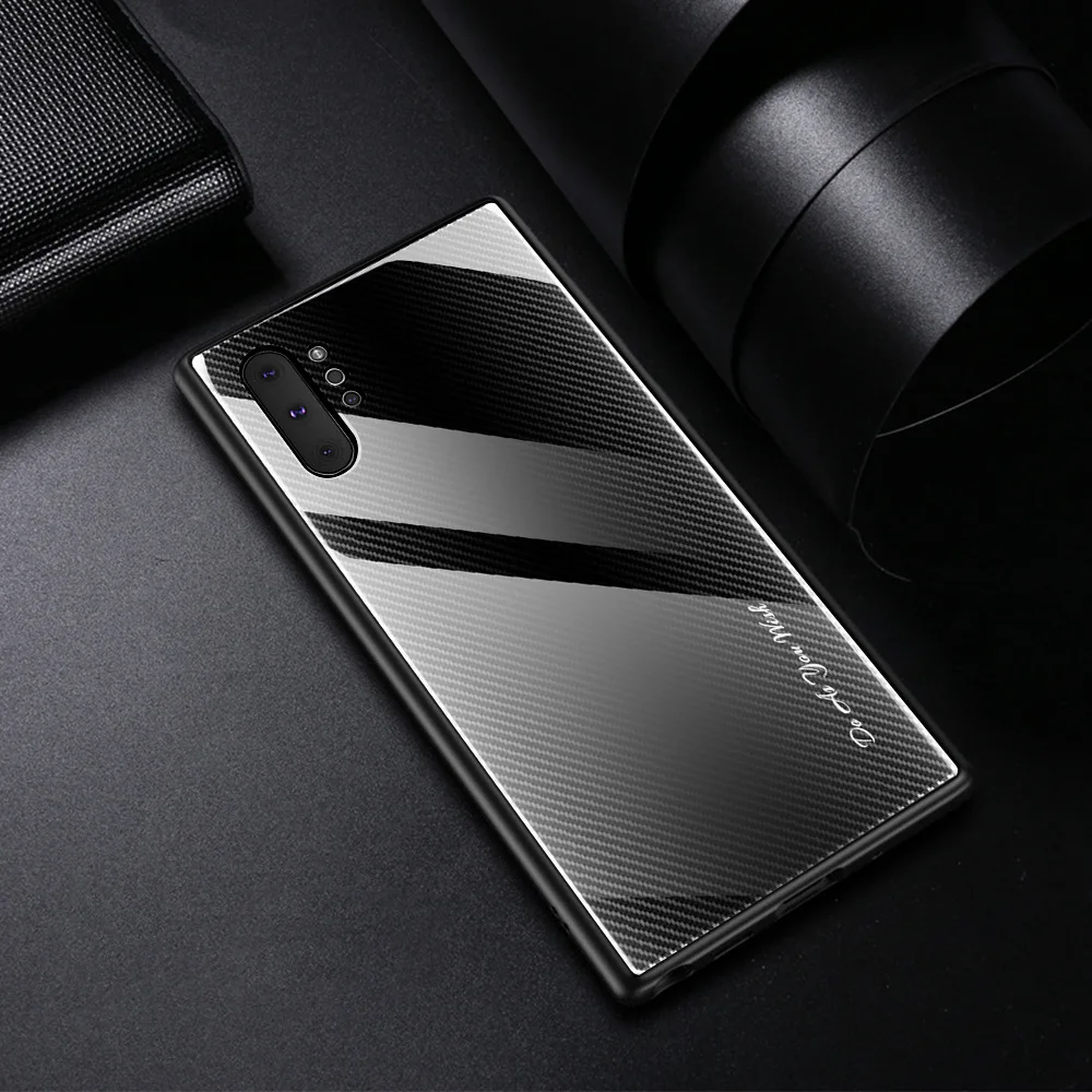 Black QUZONG градиент закаленное Стекло чехол для samsung Galaxy Note 10 9 8 S10 S9 S8 плюс A10 A20 A30 A50 A70 A80 A90 мягкая рамка Крышка - Цвет: Black