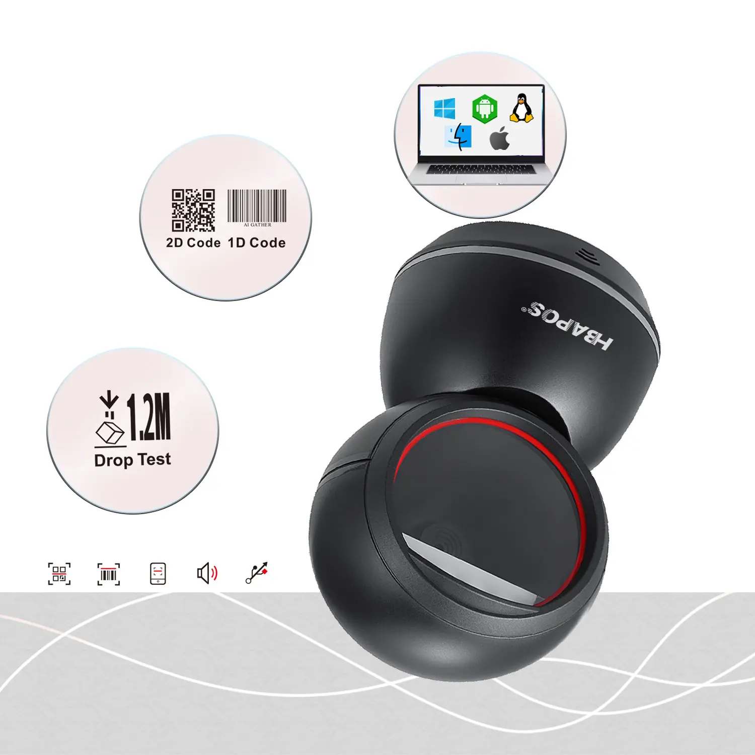 Barcode Scanner 2D Image Platform high performance scanner 1D 2D QR code reader Desktop USB Omnidirectional barcode scanner