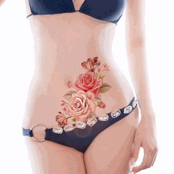 

1PC Fake Temporary Tattoos Stickers Rose Flowers Arm Shoulder Body Waterproof Fashion Women Tattoo