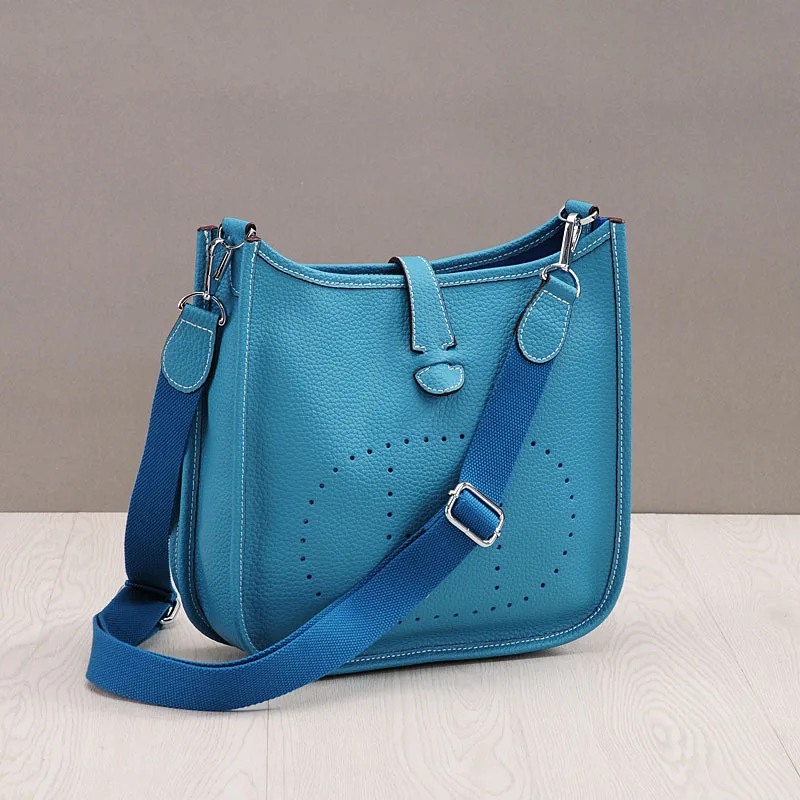 Новые сумки из натуральной кожи женские сумки-мессенджеры Дизайнерские повседневные женские сумки через плечо - Color: blue28CM