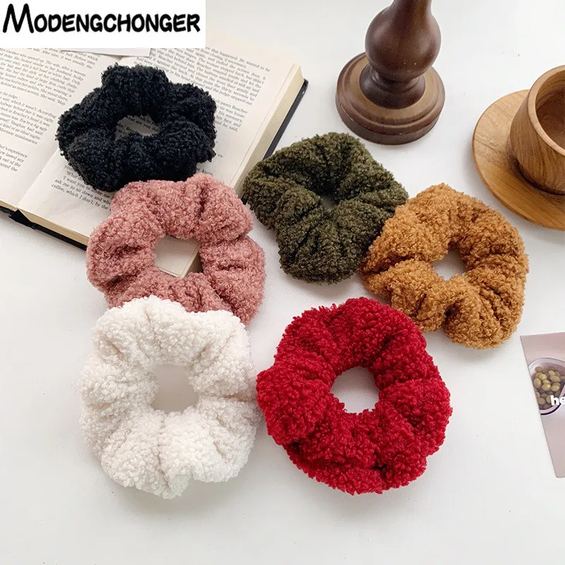 

Fashion Winter Sweet Large Intestine Hair Ring For Woman Lambswool Elastic Hair Rope Hair Scrunchies Girls Hair Accessories Hot