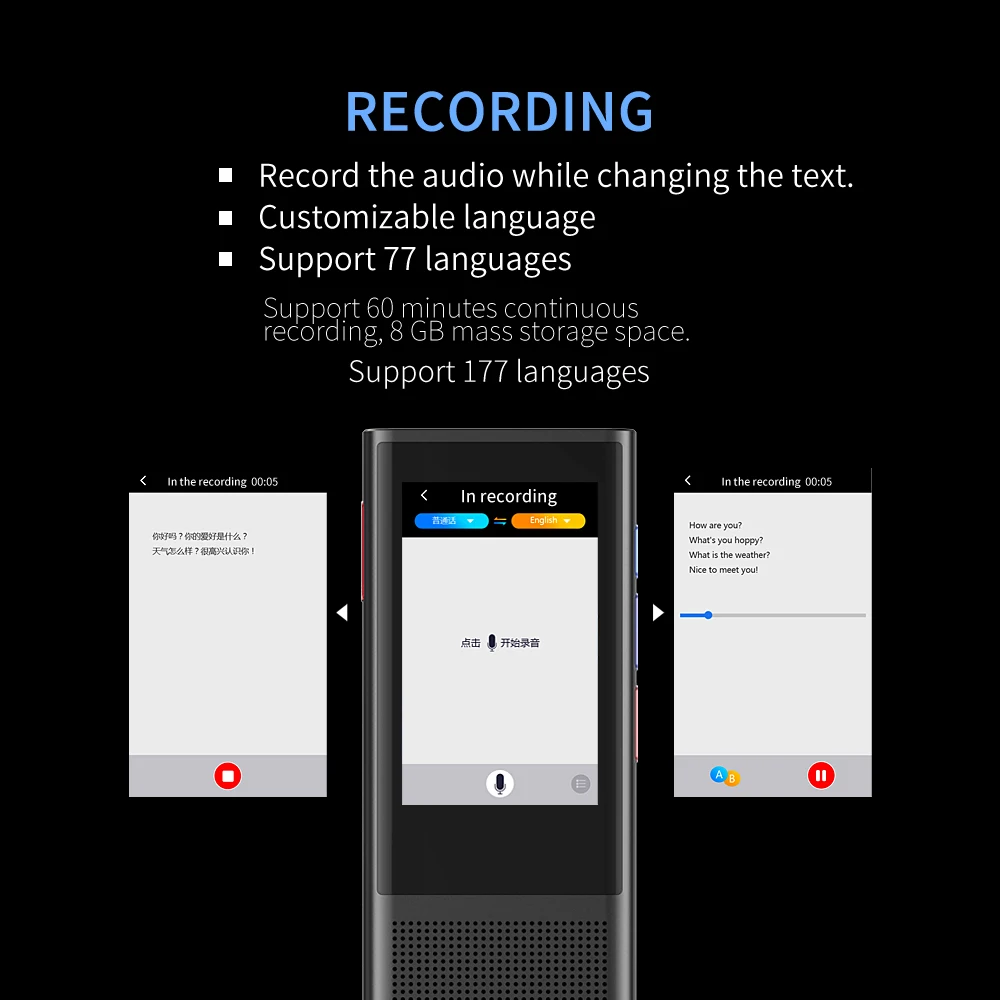 Boeleo W1 3,0 AI переводчик портативное голосовое устройство умный бизнес путешествия арабский обучение 117 языков межпереводная машина