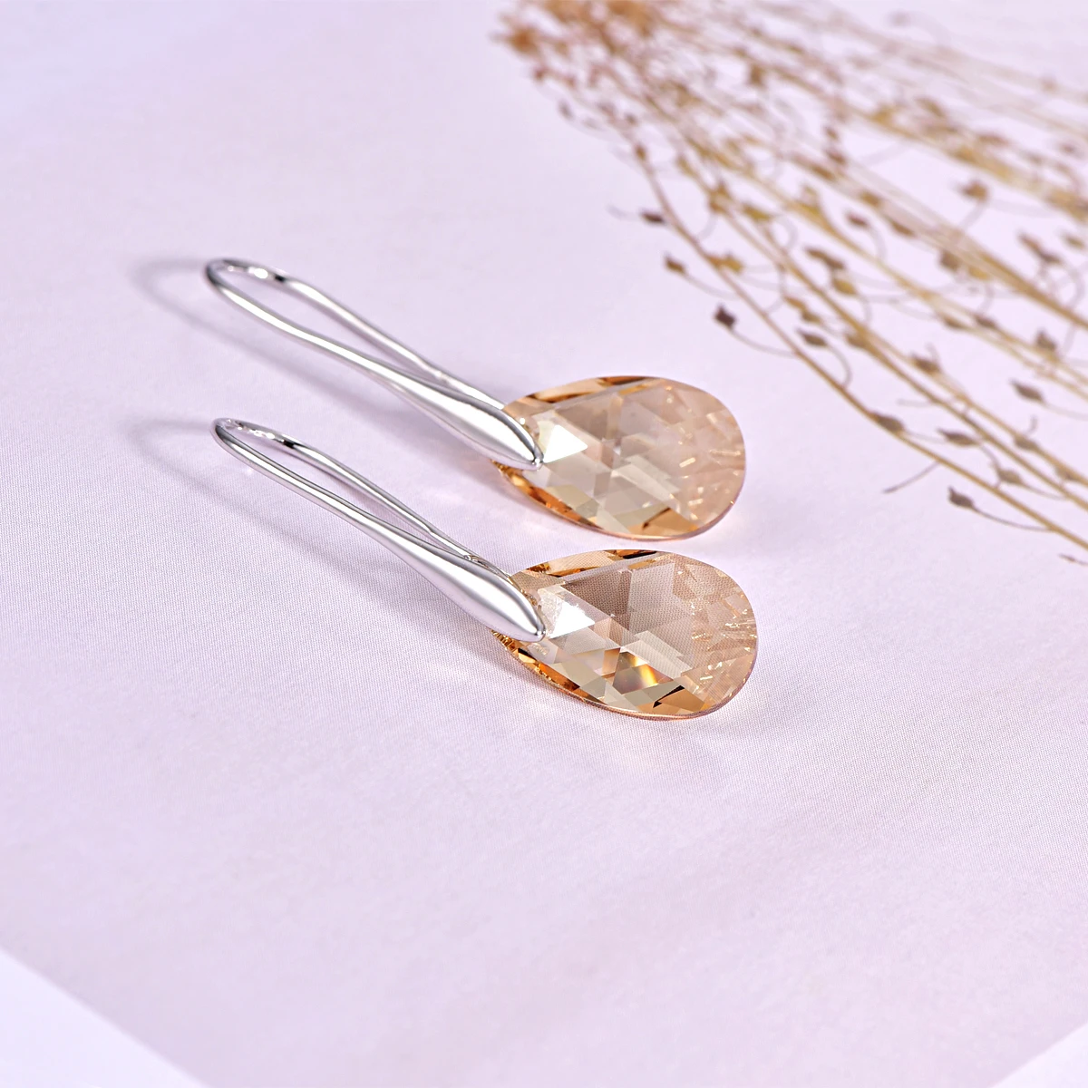 Crystal Golden Серьги-капли воды для женщин новые модные Кристаллы от SWAROVSKI серебряный цвет кулон серьги-капельки с имитацией листьев ювелирные изделия подарок для девочки - Окраска металла: Crystal Golden