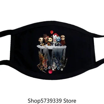

Chibi Horror Movies Characters Reflection Halloween Black Classic Mask Washable Reusable Mask with