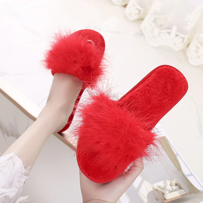 

2019 Autumn Winter Plush Slippers Women Indoor Floor Flat Shoes Women's Faux Fur Soft Slippers Shoes Free Shipping