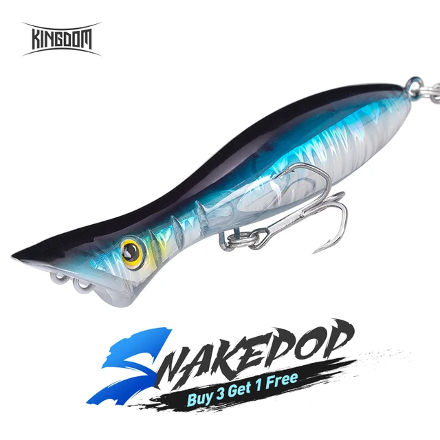 US $4.53 Kingdom SNAKEPOP Floating Sinking popper Fishing lures 95mm 115mm 135mm Hard stick Baits Light refl