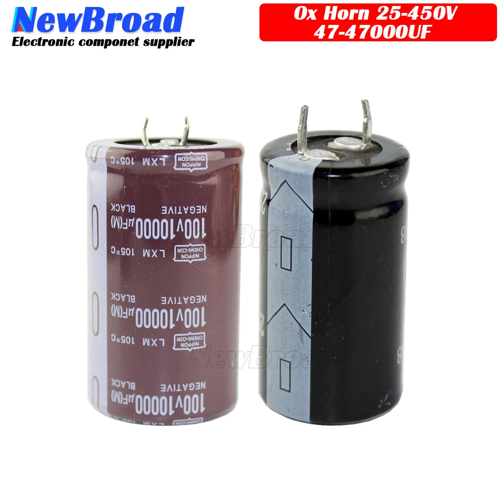 2pcs Ox Horn Capacitance 25V 35V 50V 63V 200V 220V 250V 400V 450V 47UF 100UF 220UF 1000UF 100V6800UF 10000UF 15000UF 47000UF electrolytic capacitor aluminum capacitor aluminum electrolytic capacitor