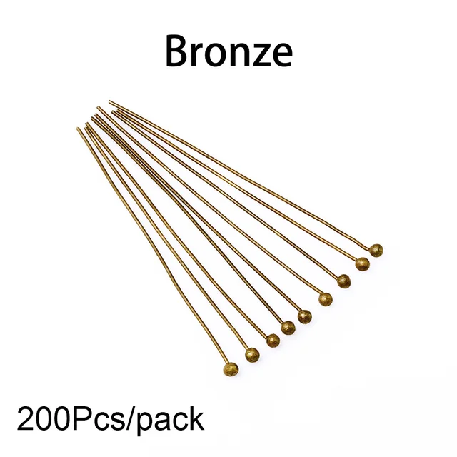 50-200pcs/lot 16 20 25 30 40 50 mm Gold Metal Ball Head Pins For Diy Jewelry Making Head pins Findings Dia 0.5mm Supplies Bronze