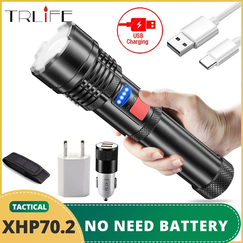 

USB XHP70.2 тактический фонарь перезаряжаемый мощный светодиодный фонарик масштабируемый водонепроницаемый фонарь внешний аккумулятор выходной фонарь для лагеря