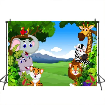 

Neoback Animal Cartoon Photography Background Children Backdrops Birthday Party boy and Girl Custom Backgrounds for Photo