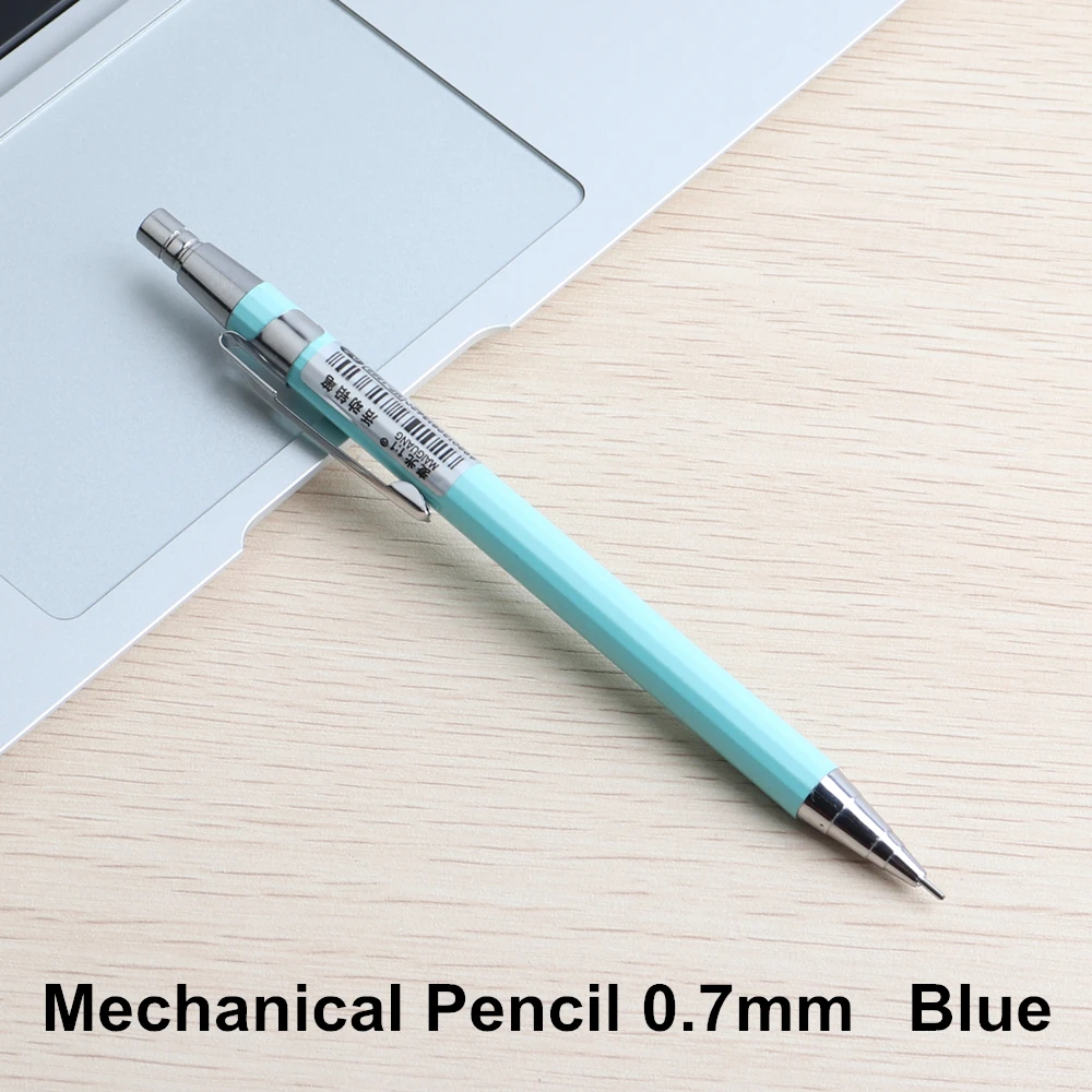 GENKKY механические карандаши предотвращают скольжение измельчения аренуксового Penholder металлических материалов учебная Канцелярия карандаш живопись - Цвет: blue  Writing 0.7mm