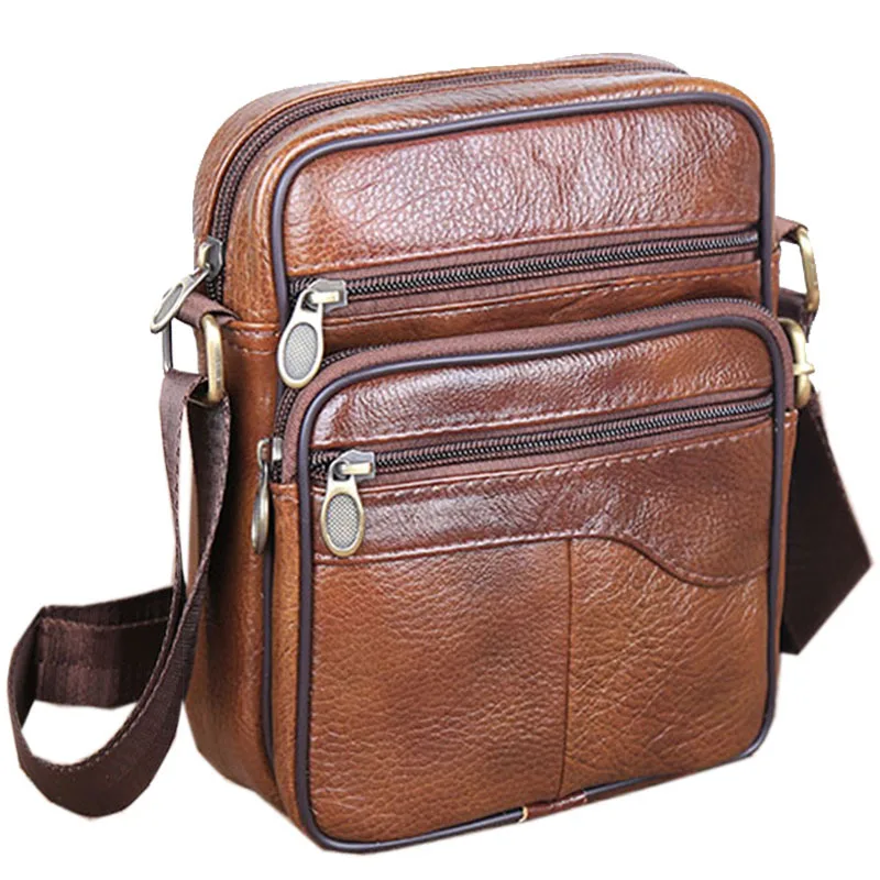 Genuine Cowhide Leather Shoulder Bag Small Messenger Bags Men Travel Crossbody Bag Handbags New Fashion Men Bag Flap
