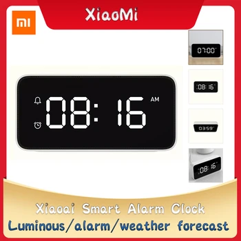 

Xiaomi Xiaoai Smart Alarm Clock AI Voice Broadcast Wireless Bluetooth Connection Time Digital Display Clocks Mi Home App Control