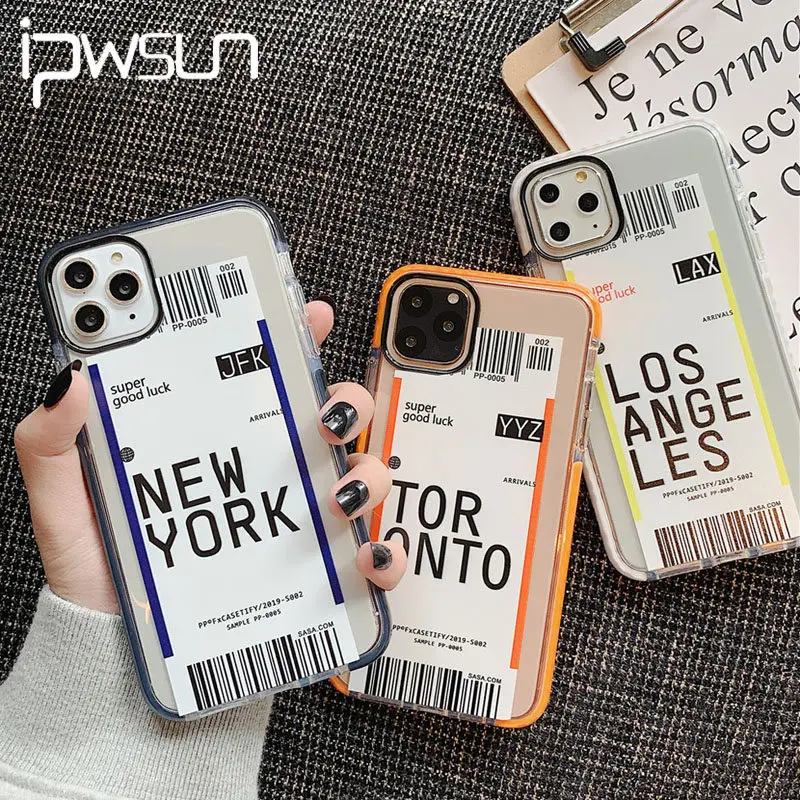 IPWSOO городской штрих-код этикетка чехол для телефона iPhone 11 Pro Max XR XS X 7 8 Plus воздушный