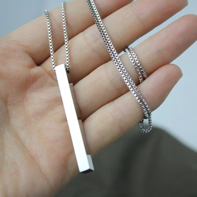 Fashion Titanium Steel Pendant Necklace Stainless Steel Jewelry Bar  Personality Men and Women Couple Hot Sale