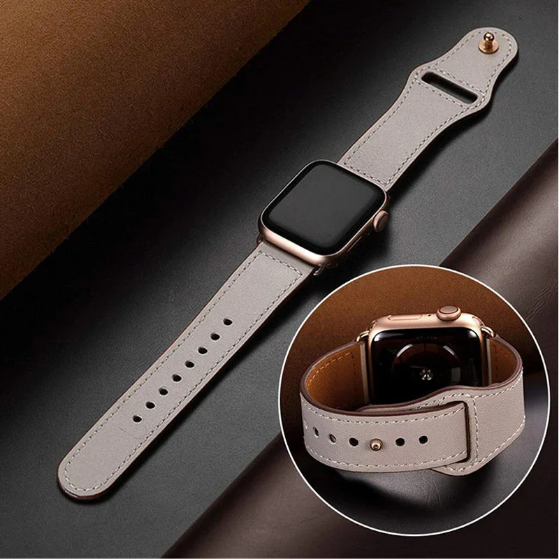 

2020 Apple Watch grey leather strap 4 3 2 1 38mm 40mm, iwatch men leather strap 5 44mm 42mm